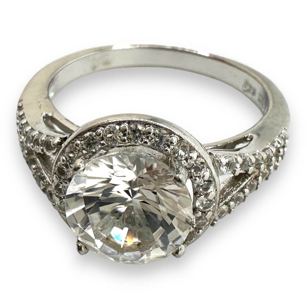 Sterling Round Cut White Sapphire 925 ‘SUN’ Ring Size 6.75